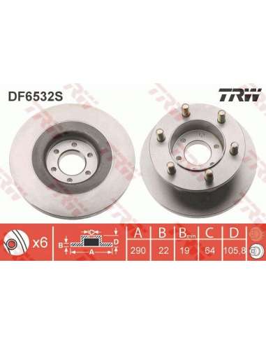 Disco de freno Trw DF6532S - TRW DISCO FRENO PROEQUIP