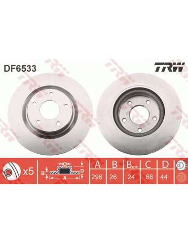 Disco de freno Trw DF6533 - TRW JGO DISCOS FRENO PROEQUIP