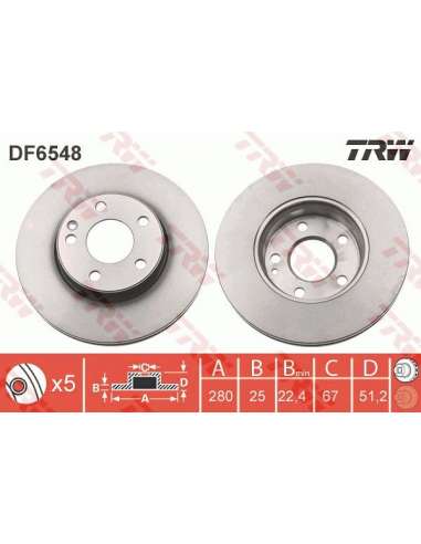 Disco de freno Trw DF6548 - TRW JGO DISCOS FRENO PROEQUIP