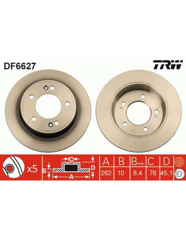 Disco de freno Trw DF6627 - TRW JGO DISCOS FRENO PROEQUIP