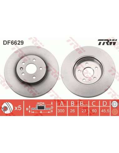 Disco de freno Trw DF6629 - TRW JGO DISCOS FRENO PROEQUIP