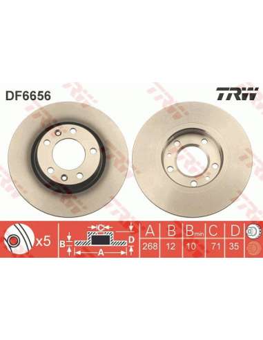 Disco de freno Trw DF6656 - TRW JGO DISCOS FRENO PROEQUIP