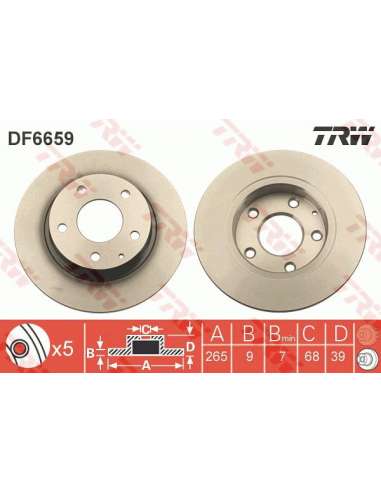 Disco de freno Trw DF6659 - TRW JGO DISCOS FRENO PROEQUIP