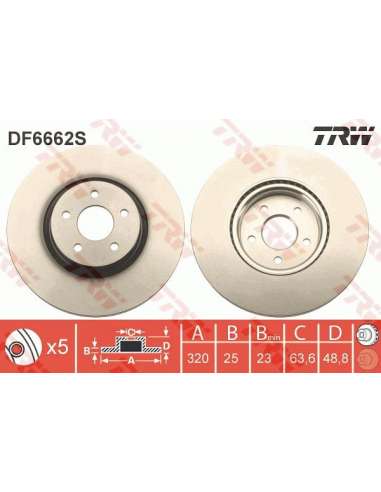 Disco de freno Trw DF6662S - TRW DISCO FRENO PROEQUIP