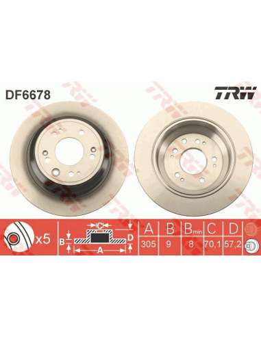 Disco de freno Trw DF6678 - TRW JGO DISCOS FRENO PROEQUIP