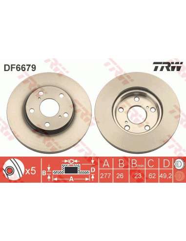 Disco de freno Trw DF6679 - TRW JGO DISCOS FRENO PROEQUIP