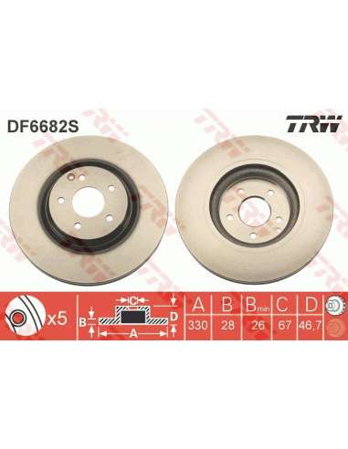 Disco de freno Trw DF6682S - TRW DISCO FRENO PROEQUIP