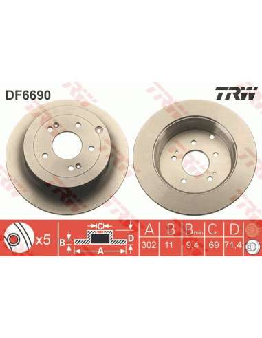 Disco de freno Trw DF6690 - TRW JGO DISCOS FRENO PROEQUIP