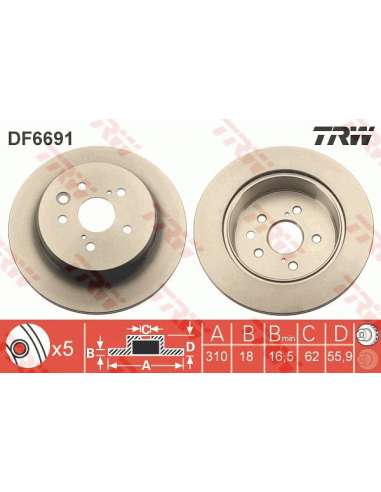 Disco de freno Trw DF6691 - TRW JGO DISCOS FRENO PROEQUIP