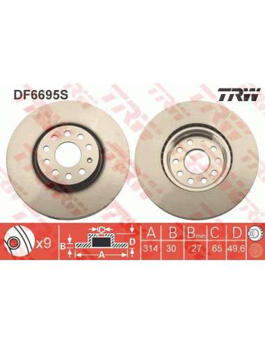 Disco de freno Trw DF6695S - TRW DISCO FRENO PROEQUIP