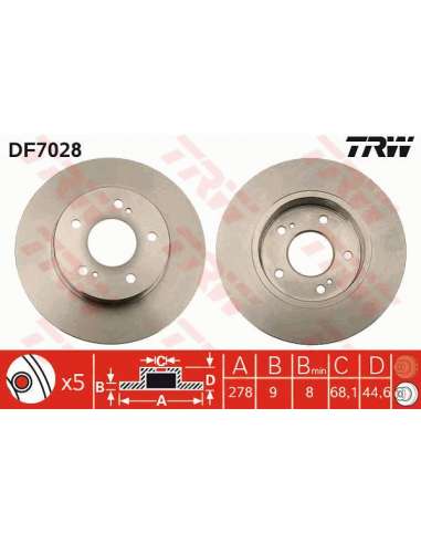 Disco de freno Trw DF7028 - TRW JGO DISCOS FRENO PROEQUIP