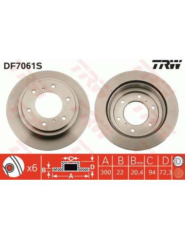 Disco de freno Trw DF7061S - TRW DISCO FRENO PROEQUIP