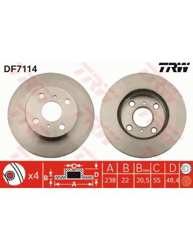 Disco de freno Trw DF7114 - TRW JGO DISCOS FRENO PROEQUIP