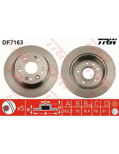 Disco de freno Trw DF7163 - TRW JGO DISCOS FRENO PROEQUIP