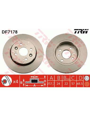 Disco de freno Trw DF7178 - TRW JGO DISCOS FRENO PROEQUIP