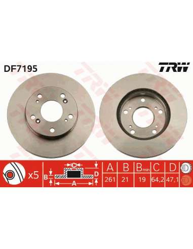 Disco de freno Trw DF7195 - TRW JGO DISCOS FRENO PROEQUIP