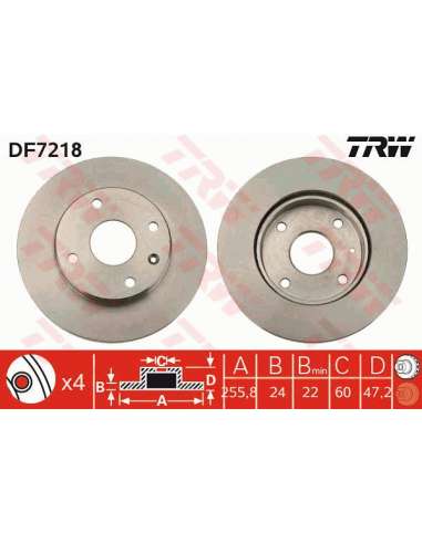 Disco de freno Trw DF7218 - TRW JGO DISCOS FRENO PROEQUIP