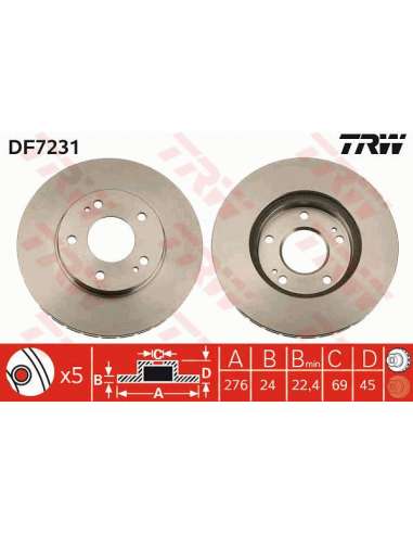 Disco de freno Trw DF7231 - TRW JGO DISCOS FRENO PROEQUIP