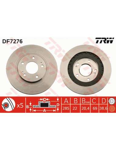 Disco de freno Trw DF7276 - TRW JGO DISCOS FRENO PROEQUIP