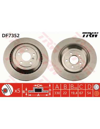 Disco de freno Trw DF7352 - TRW JGO DISCOS FRENO PROEQUIP