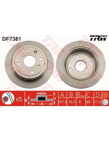 Disco de freno Trw DF7381 - TRW JGO DISCOS FRENO PROEQUIP