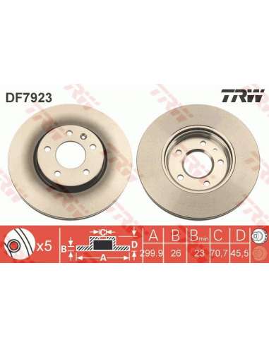 Disco de freno Trw DF7923 - TRW JGO DISCOS FRENO PROEQUIP