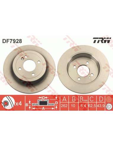 Disco de freno Trw DF7928 - TRW JGO DISCOS FRENO PROEQUIP