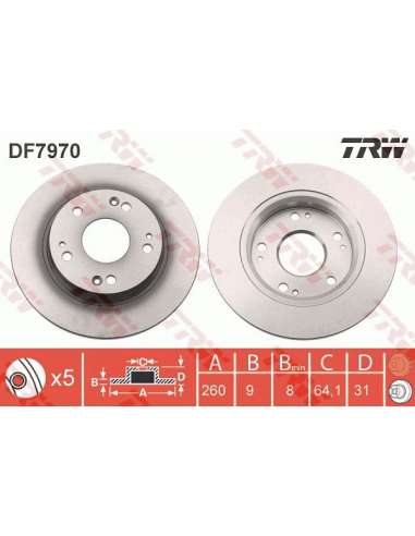 Disco de freno Trw DF7970 - TRW JGO DISCOS FRENO PROEQUIP