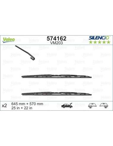 Limpiaparabrisas Valeo 574162 - VM203 645-570MM X2 SILENCIO CONVENC IONAL SILENCIO CONVENTIONAL SET