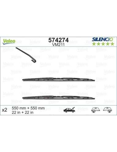 Limpiaparabrisas Valeo 574274 - VM211 550-550MM X2 SILENCIO CONVENC IONAL SILENCIO CONVENTIONAL SET