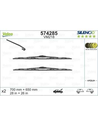 Limpiaparabrisas Valeo 574285 - VM218 700-650MM X2 SILENCIO CONVENC IONAL SILENCIO CONVENTIONAL SET