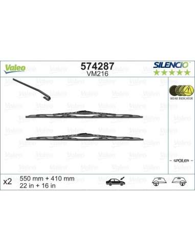 Limpiaparabrisas Valeo 574287 - VM216 550-410MM X2 SILENCIO CONVENC IONAL SILENCIO CONVENTIONAL SET