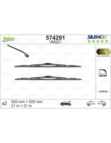 Limpiaparabrisas Valeo 574291 - VM221 525-525MM X2 SILENCIO CONVENC IONAL SILENCIO CONVENTIONAL SET