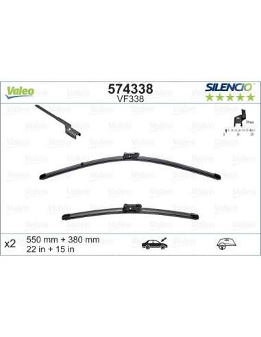 Limpiaparabrisas Valeo 574338 - VF338 550-380MM X2 SILENCIO PLANA SILENCIO FLAT BLADE SET