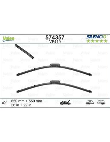 Limpiaparabrisas Valeo 574357 - VF419 650-550MM X2 SILENCIO PLANA SILENCIO FLAT BLADE SET