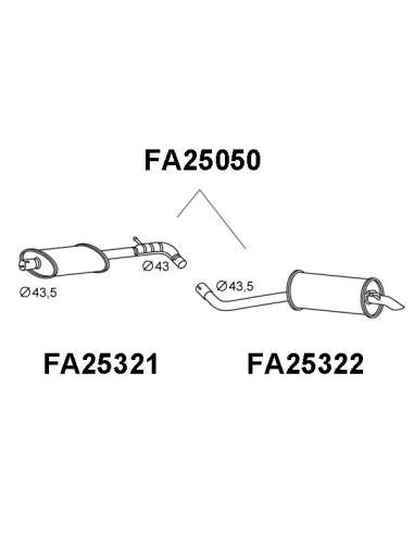 Silenciador posterior Veneporte 112.FA25050 - FIAT PUNTO 55 1.1SILENCIOSO COMPLE TO TR