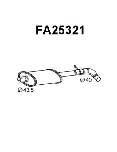 silenciador del medio Veneporte 112.FA25321 - FIAT PUNTO 55 93-SILENCIOSO FRENTE
