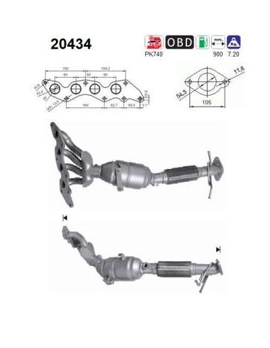 Catalizador As 20434 - FORD MONDEO 2.0i 16V 145CV