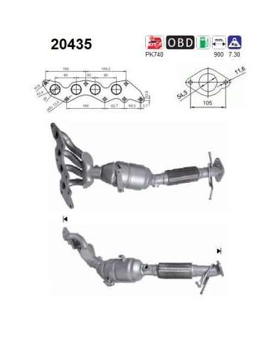 Catalizador As 20435 -  EXTINGUIDA FORD FOCUS 1.8i FLE XIFUEL 1