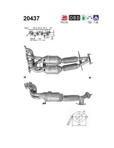 Catalizador As 20437 - FOCUS 1.6i 16V TI-VCT 1596 cc