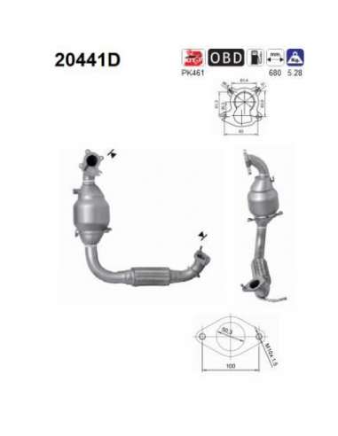 Catalizador As 20441D - FORD FIESTA 1.4TD TDCI 68CV