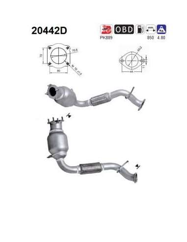 Catalizador As 20442D - FORD TRANSIT 2.2TD DCI 110CV