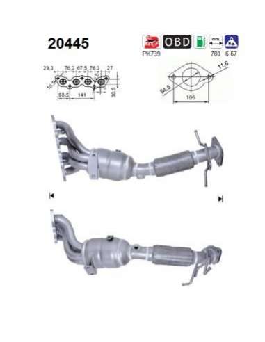 Catalizador As 20445 -  EXTINGUIDA Ford Focus 1.6i 16V  100CV