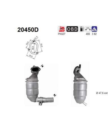 Catalizador As 20450D -  EXTINGUIDA Ka 1.3TD TDCI 1248  cc 55 K