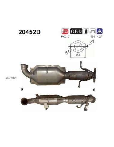 Catalizador As 20452D - FORD FOCUS 2.0TDci DPF 136