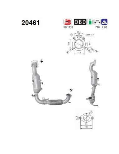 Catalizador As 20461 - AS FOD FIESTA ECOBOOST 1.0