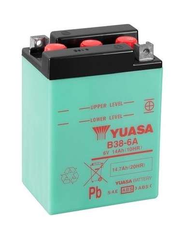 Batería de arranque Yuasa B38-6A - BATERIA MOTO  YUASA Conventional 6 Volt