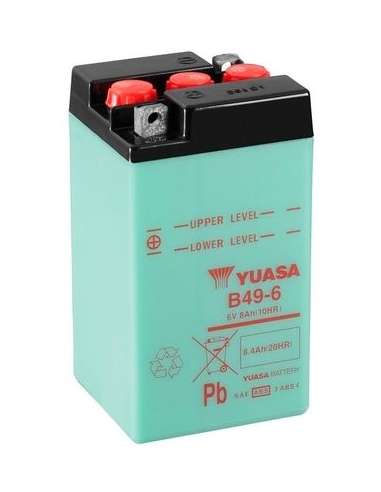 Batería de arranque Yuasa B49-6 - BATERIA MOTO  YUASA Conventional 6 Volt
