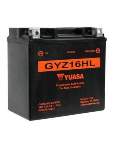 Batería de arranque Yuasa GYZ16HL - BATERIA MOTO  YUASA High Performance Maintenance Free