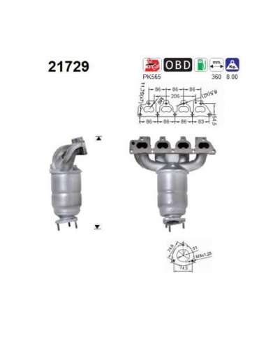 Catalizador As 21729 - OPEL ASTRA 1.6 16V